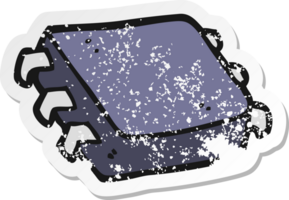 retro distressed sticker of a cartoon computer chip png