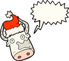 discorso bolla cartone animato mucca indossare Natale cappello png