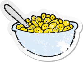 retro distressed sticker of a cartoon bowl of cereal png