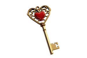 AI generated Key to the Heart on Transparent Background png