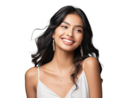 AI generated Natural Woman Smiling on Transparent Background png