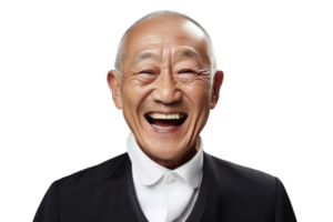 ai generiert asiatisch Senior Mann im Geschäft Kleidung lächelnd png
