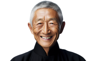 AI generated Joyful Senior Asian Man in Business Fashion png