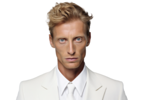 AI generated Fashionable Caucasian Male Model Close up Portrait png