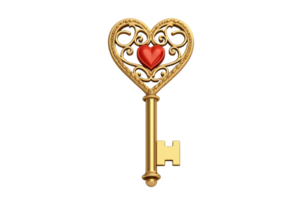 AI generated Key to the Heart on Transparent Background png