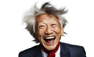 ai généré Sénior asiatique homme d'affaire avec une joyeux expression png