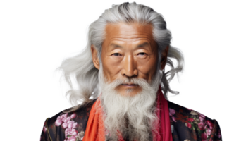 AI generated Elegant Asian Senior Model Fashion Look png