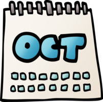 cartoon doodle calendar showing month of october png