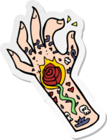 pegatina de una mano de tatuaje de dibujos animados png