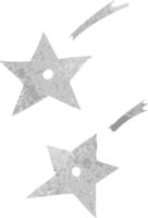 retro tecknad doodle av ninja kastande stjärnor png