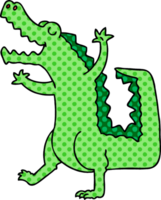 eigenzinnige cartoon krokodil in stripboekstijl png