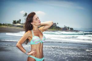 Hot girl on a beach photo