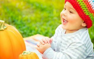 Happy baby on Thanksgiving day photo