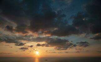 Peceful Sunset Sky Background over Sea photo