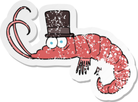 retro distressed sticker of a cartoon shrimp png