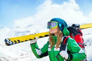 Skier girl portrait photo