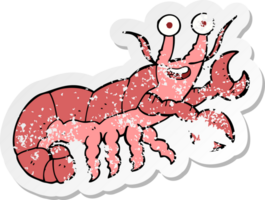 retro distressed sticker of a cartoon lobster png