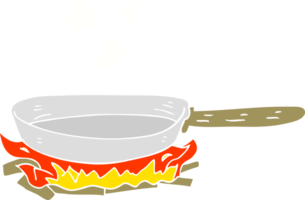 illustration en couleur plate d'une poêle à frire de dessin animé en feu png