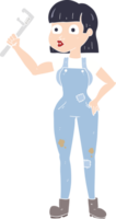 flat color illustration of a cartoon female plumber png