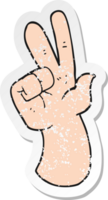 retro distressed sticker of a cartoon hand counting png