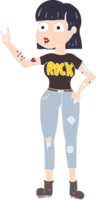 ilustração de cor lisa de uma garota de rock de desenho animado png