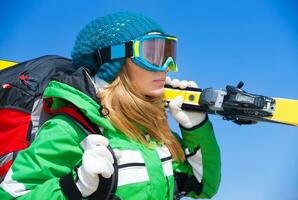 Skier girl portrait photo