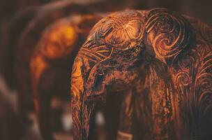 Beautiful wooden elephants photo