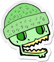 sticker of a cartoon skull wearing hat png