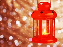 Red antique Christmas lamp photo