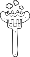 black and white cartoon sausage on fork png