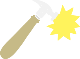 flat color illustration of a cartoon hammer png