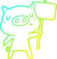 freddo pendenza linea disegno cartone animato soddisfare maiale segnaletica png