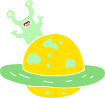 flat color illustration of a cartoon alien planet png