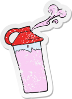 retro distressed sticker of a cartoon protein shake png