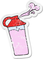 pegatina retro angustiada de un batido de proteínas de dibujos animados png