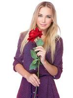 Gentle woman with red rose photo