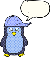 comic book speech bubble cartoon penguin wearing hat png