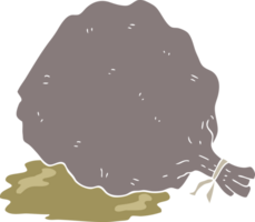 flat color illustration of a cartoon sack of garbage png