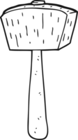 black and white cartoon wooden mallet png