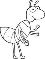 black and white cartoon ant png