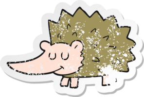retro distressed sticker of a cartoon hedgehog png