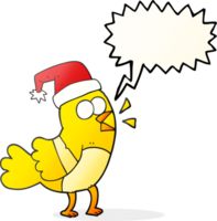 discours bulle dessin animé oiseau portant Noël chapeau png