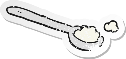 retro distressed sticker of a cartoon teaspoon of salt png