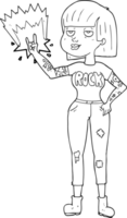 black and white cartoon rock girl png