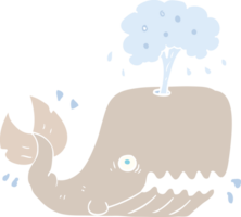 flat color illustration of a cartoon whale spouting water png