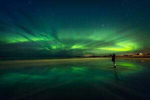 Amazing view on the northern lights photo