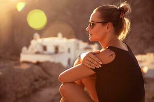 Beautiful traveler girl photo