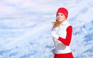 Healthy girl running outdoor photo