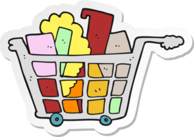 sticker of a cartoon shopping trolley png