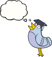 thought bubble cartoon bird wearing graduation cap png